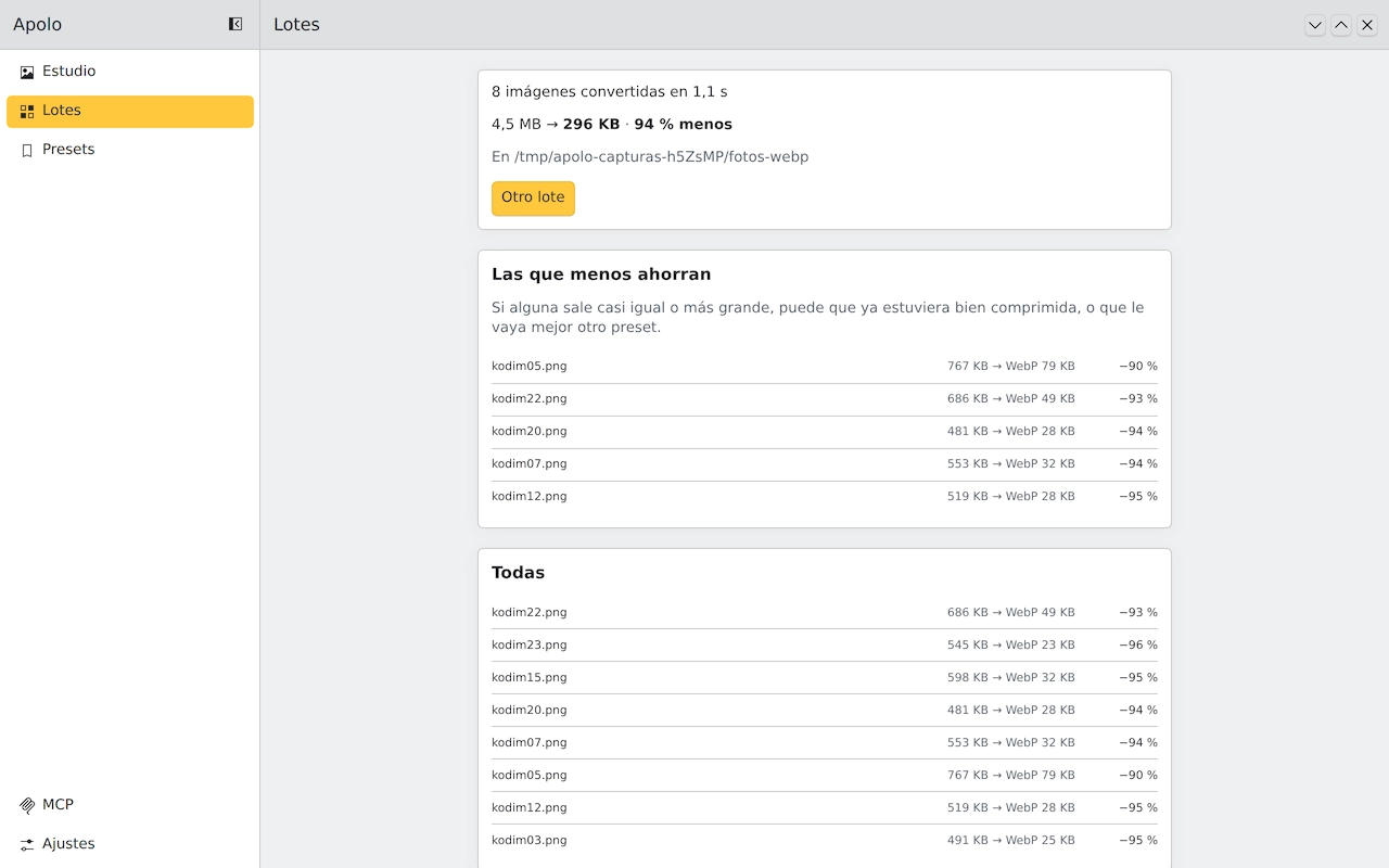 Apolo en Linux · KDE: Lotes