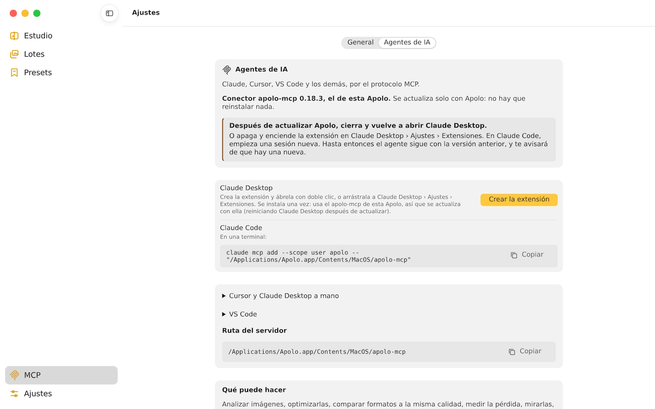 Apolo en macOS: Agentes