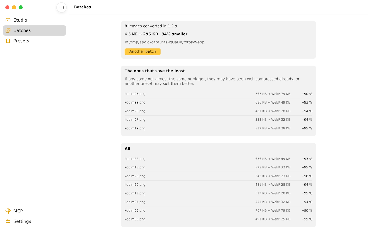 Apolo on macOS: Batches