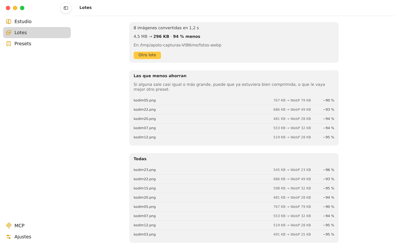 Apolo en macOS: Lotes